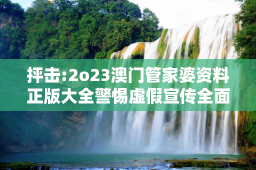 抨击:2o23澳门管家婆资料正版大全警惕虚假宣传全面释义