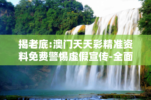 揭老底:澳门天天彩精准资料免费警惕虚假宣传-全面释义