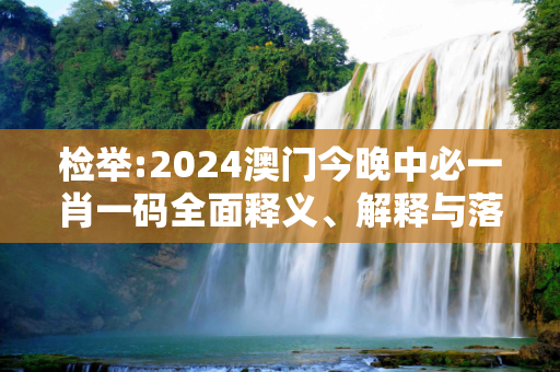 检举:2024澳门今晚中必一肖一码全面释义、解释与落实