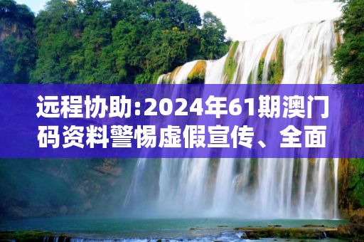 远程协助:2024年61期澳门码资料警惕虚假宣传、全面解答与解释