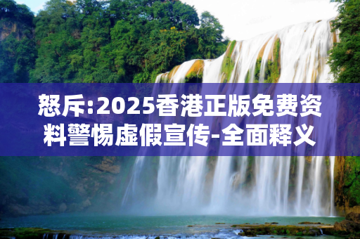怒斥:2025香港正版免费资料警惕虚假宣传-全面释义