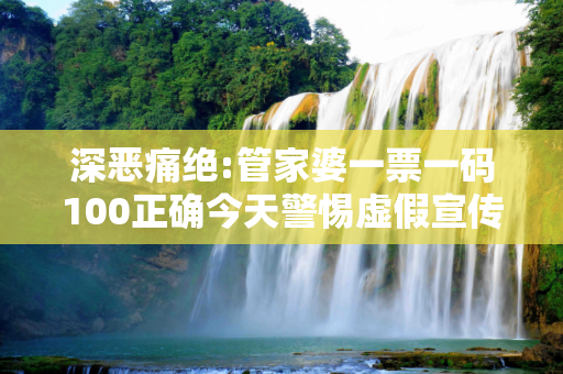 深恶痛绝:管家婆一票一码100正确今天警惕虚假宣传、全面解答与解释