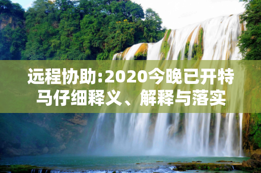 远程协助:2020今晚已开特马仔细释义、解释与落实