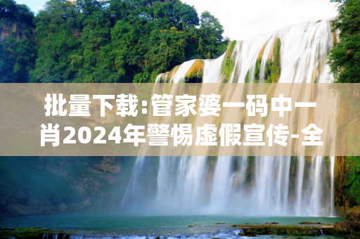 批量下载:管家婆一码中一肖2024年警惕虚假宣传-全面释义、解释与落实