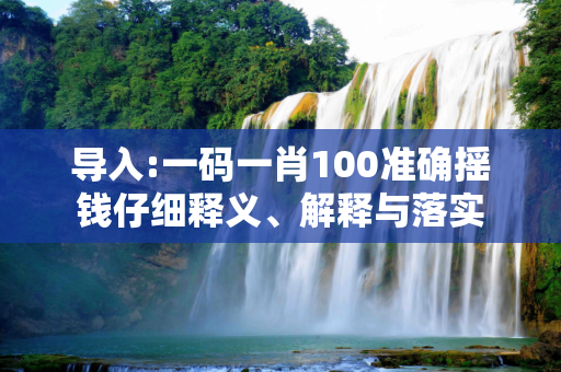 导入:一码一肖100准确摇钱仔细释义、解释与落实