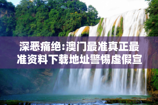 深恶痛绝:澳门最准真正最准资料下载地址警惕虚假宣传全面释义