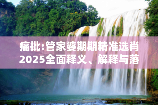 痛批:管家婆期期精准选肖2025全面释义、解释与落实