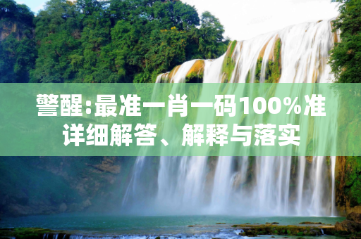 警醒:最准一肖一码100%准详细解答、解释与落实