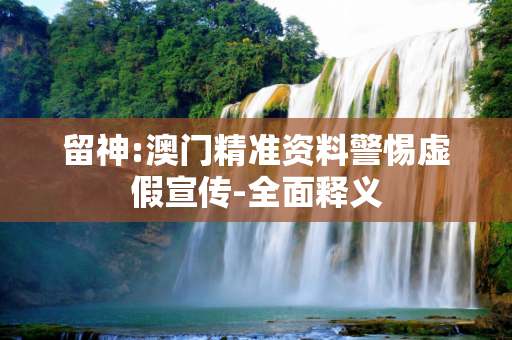 留神:澳门精准资料警惕虚假宣传-全面释义