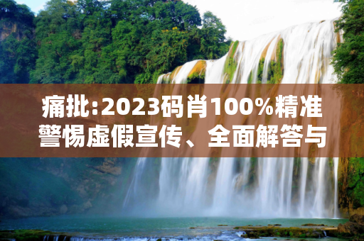 痛批:2023码肖100%精准警惕虚假宣传、全面解答与解释