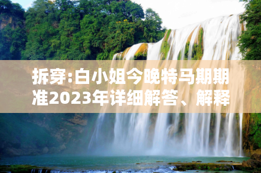 拆穿:白小姐今晚特马期期准2023年详细解答、解释与落实