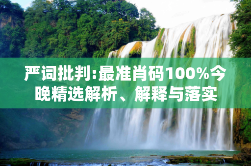 严词批判:最准肖码100%今晚精选解析、解释与落实