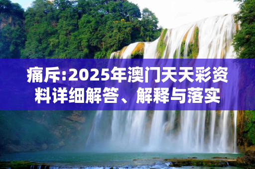痛斥:2025年澳门天天彩资料详细解答、解释与落实