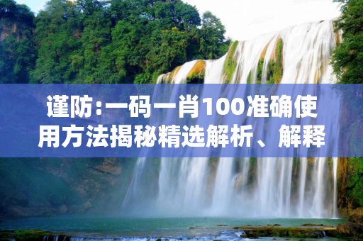 谨防:一码一肖100准确使用方法揭秘精选解析、解释与落实